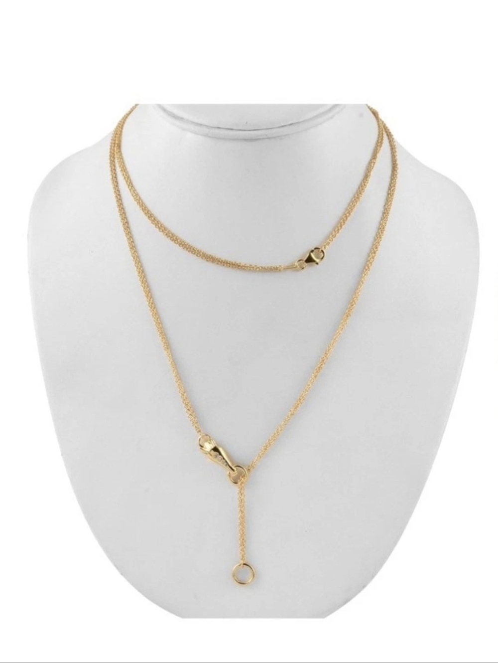 Horse Lariat 36" Necklace 14k Vermeil Over Sterling Silver W/ White Zircon